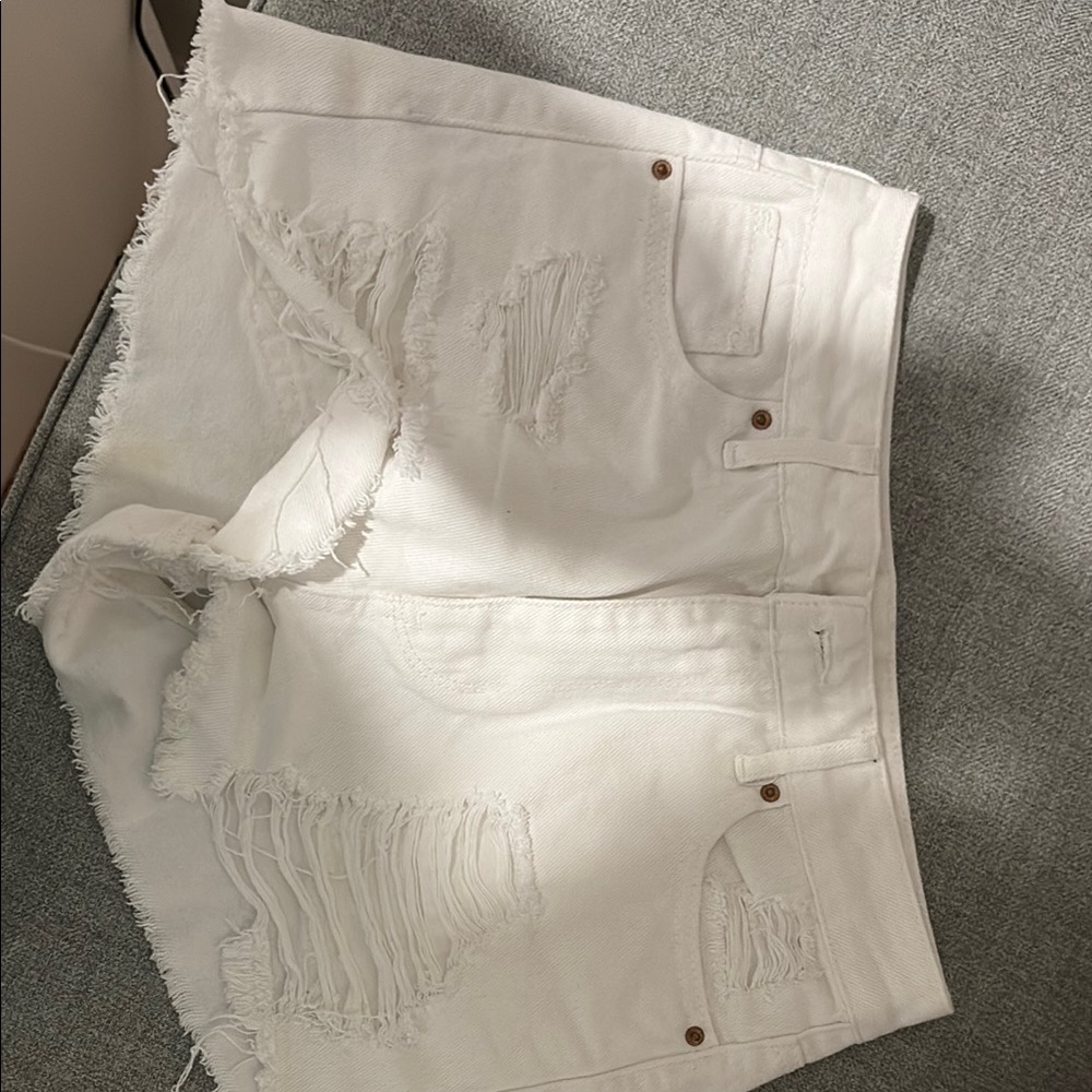 PacSun White Distressed Jean Shorts